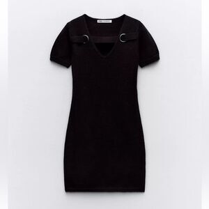 Zara Black Mini Dress with Short Sleeves